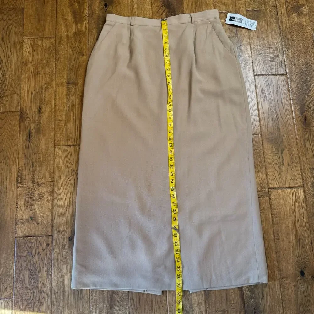 NWT Madison Studio Basic Wool Skirt Lined Long Length Camel Tan Womens Size 16 - Picture 6 of 7